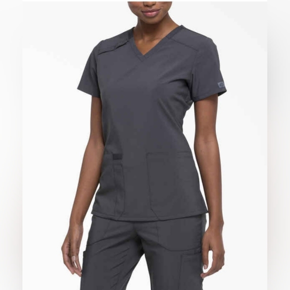 Women's Dickies EDS Essentials V-Neck Scrub Top - Pewter - Picture 1 of 4